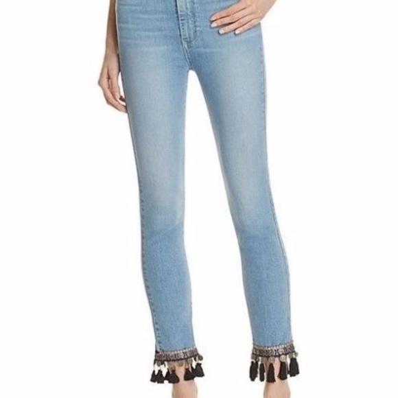 PAIGE Denim - Paige Jacqueline High Rise Embellished Fringe Crop